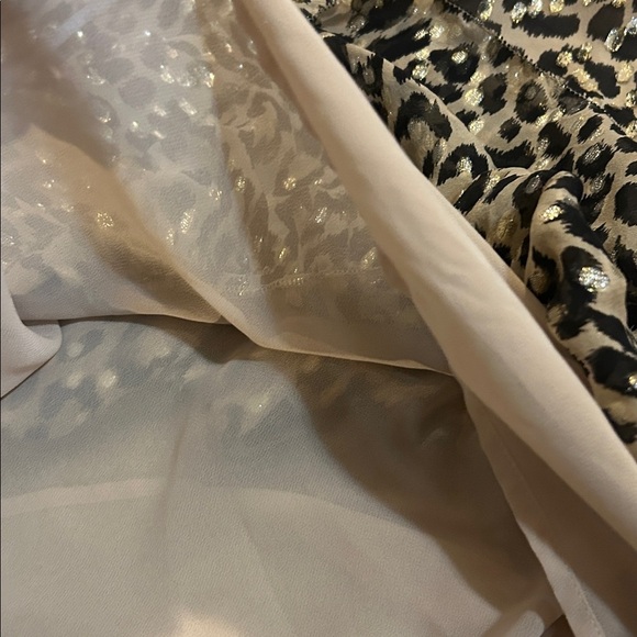 Kate Spade Leopard Print Silk Blend Sparkly Shimmer Ruffle Tie up Blouse - Picture 8 of 9